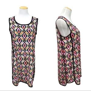 Anthropologie Pink and Black Geometric Midi Dress